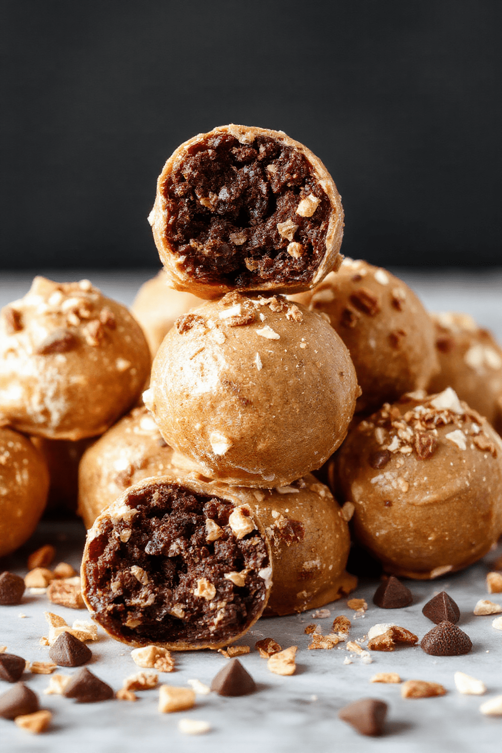 A plate of no-bake pumpkin Oreo truffles decorated with orange and white sprinkles, showcasing the creamy pumpkin filling inside chocolate coating.