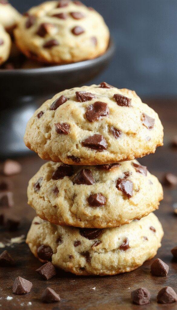 A plate of freshly baked Chocolate Chip Banana Cookies topped with melting chocolate chips and sliced bananas, invitingly presented on a rustic wooden table.