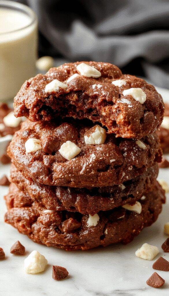 Close-up of fudgy, chewy browkies with a glossy chocolate top and a dense, moist interior on a rustic wooden plate.