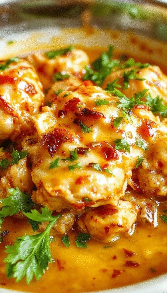 A plate of creamy homemade butter chicken garnished with fresh herbs and served with naan and rice.