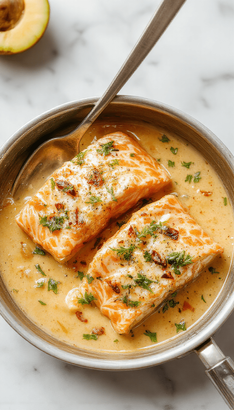 Colorful presentation of salmon fillets cooked in a rich coconut curry sauce, topped with fresh herbs and served on a sleek white plate with a garnish of garlic and vibrant vegetables, showcasing a glossy, flavorful glaze and crispy edges, styled with a rustic wooden background.