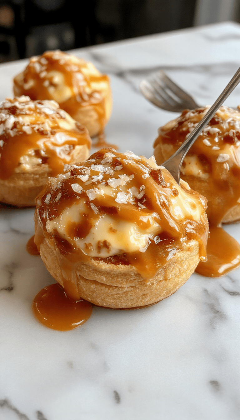 A close-up shot of a luscious salted caramel dessert featuring a buttery, soft caramel layer topped with a sprinkle of sea salt, served in a clear glass dish with a caramel drizzle and a caramelized sugar garnish, vibrant golden-brown tones with hints of sea salt crystals, styled elegantly on a rustic wooden surface with a spoon beside the dish.