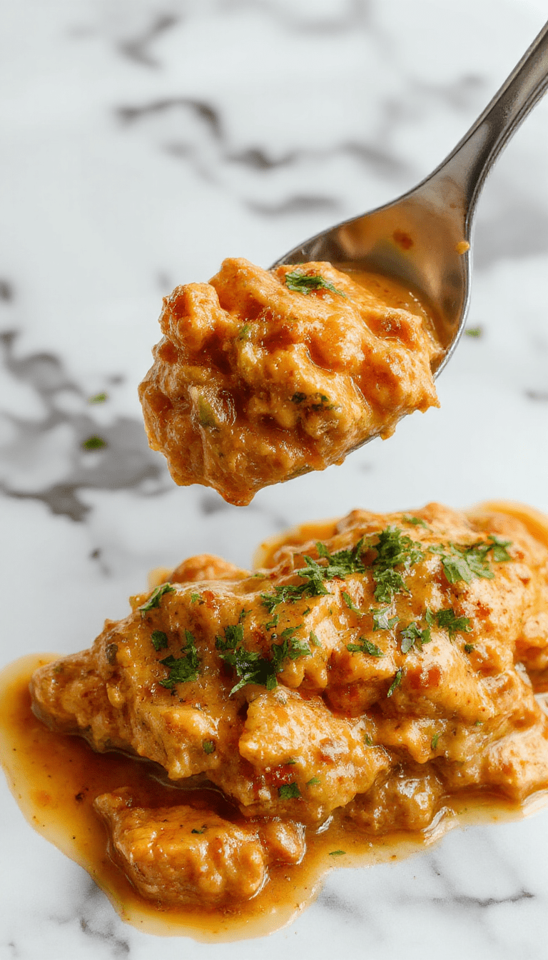 A vibrant plate of chicken tikka masala featuring golden-brown chunks of grilled chicken submerged in a rich, creamy orange-red curry sauce. The dish is garnished with fresh cilantro and served on a white ceramic plate, accompanied by basmati rice and a side of naan bread. The backdrop is rustic wood, with a sprinkle of spices enhancing the inviting, flavorful appearance.