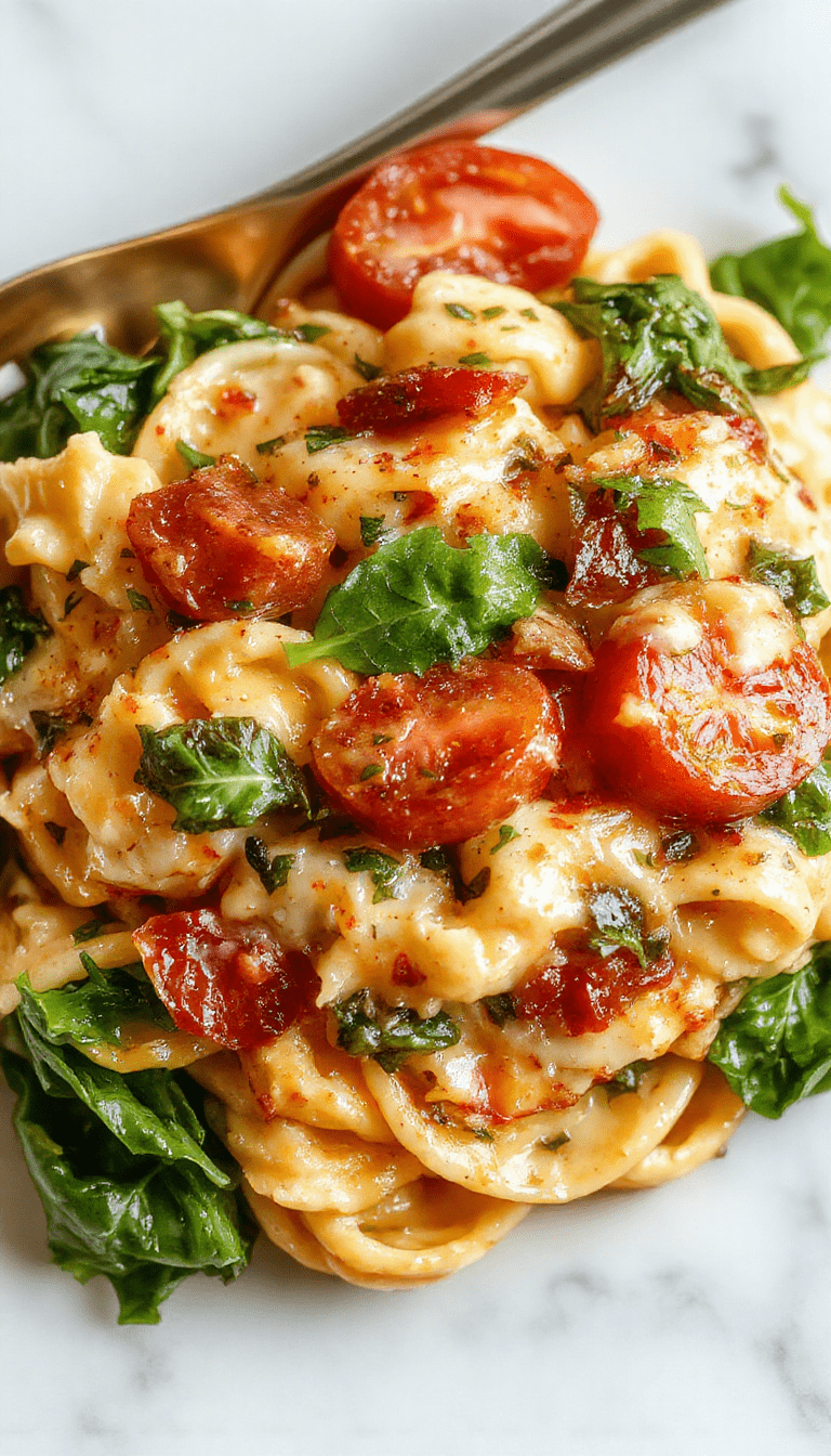 A vibrant plate of spinach and cherry tomato pasta garnished with fresh basil and grated cheese, showcasing a colorful mix of green and red, with a glossy, creamy sauce coating the al dente spaghetti, styled simply on a rustic wooden table with fresh ingredients around.