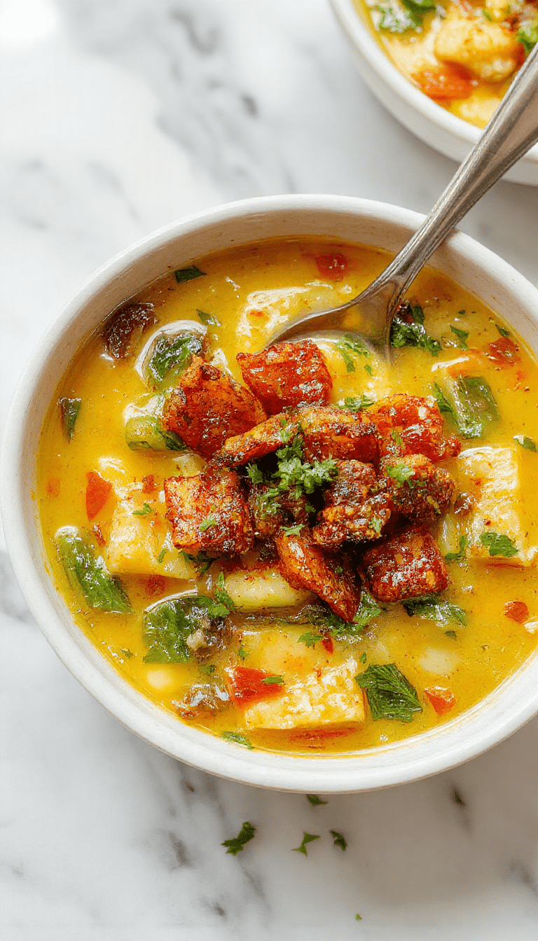 A vibrant bowl of vegetable soup featuring bright orange carrots, green zucchini, yellow squash, red bell peppers, and leafy greens, all simmered to a crisp, colorful consistency. The bowl is garnished with fresh herbs on a rustic wooden table, with steam gently rising, showcasing fresh ingredients and a comforting, wholesome appeal.