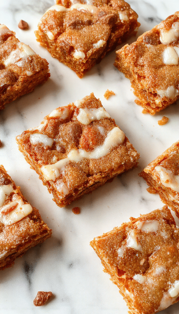 Colorful carrot cake bars arranged on a rustic wooden platter, topped with cream cheese frosting, sprinkled with chopped walnuts, showcasing moist cake layers, vibrant orange and white colors, styled with fresh carrot decorations for an inviting presentation.