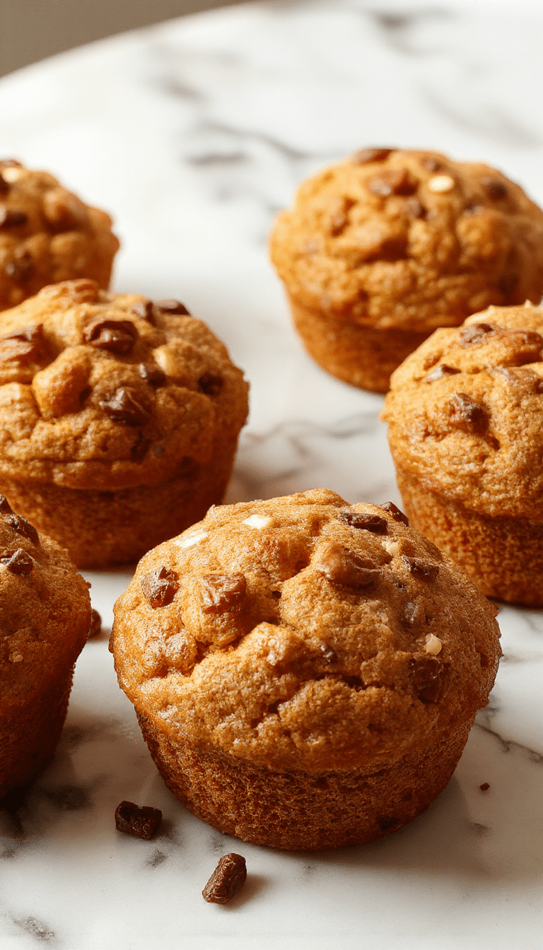 Colorful plate of golden-brown pumpkin cottage cheese muffins with a light crumb texture, topped with a sprinkle of cinnamon and served on a rustic white plate garnished with fresh pumpkin slices and mint leaves, bright and inviting setting.