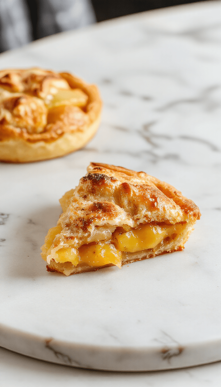 A slice of golden-brown apple pie with a flaky crust, filled with caramelized apple slices, topped with a dusting of powdered sugar, placed on a rustic wooden table with fresh apples and cinnamon sticks surrounding it, styled in a cozy, inviting setting.