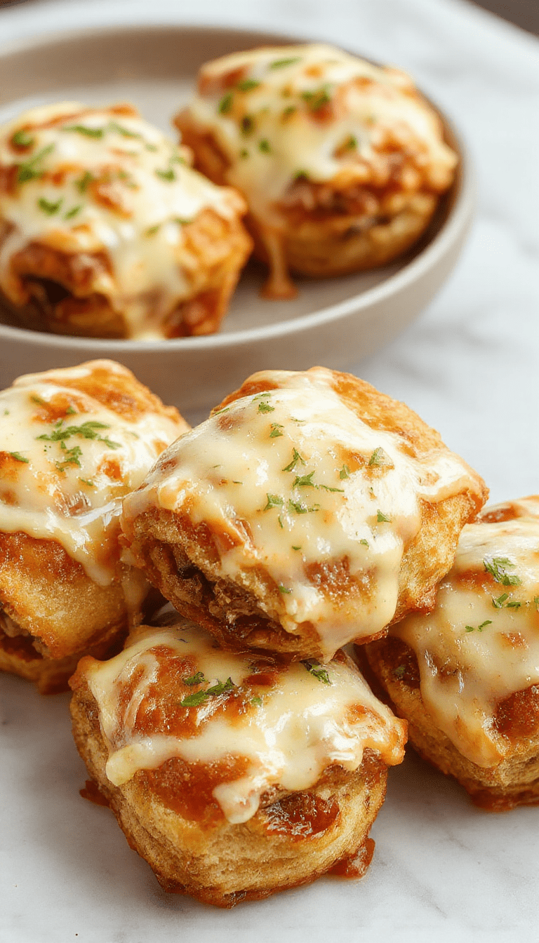 Colorful cheeseburger rollups showcasing a golden-brown toasted exterior with gooey melted cheese oozing from inside, garnished with fresh herbs and garlic butter glaze, neatly arranged on a rustic wooden platter
