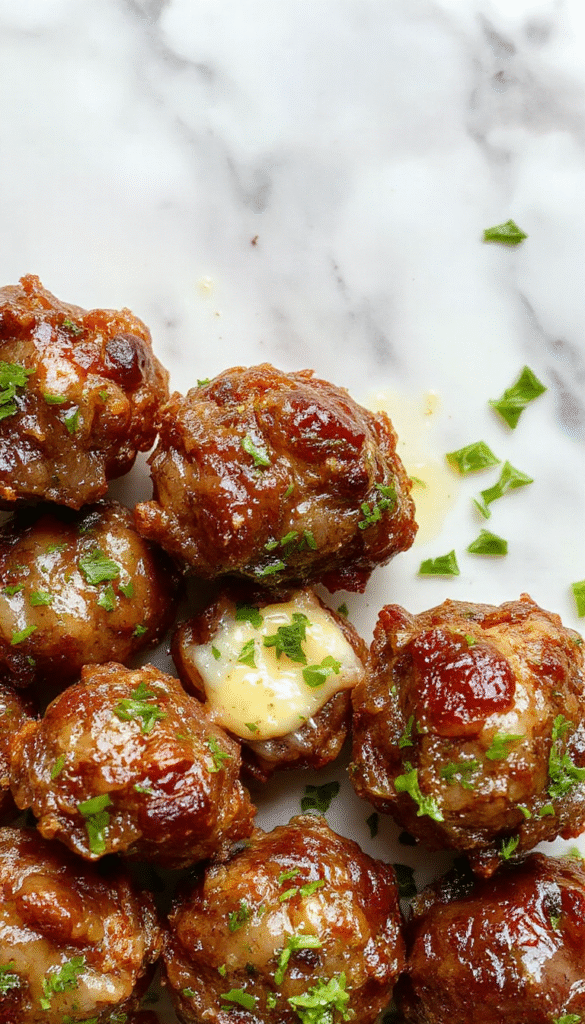 Colorful plate featuring succulent beef bites glazed in glossy garlic butter sauce, garnished with fresh herbs, served alongside vibrant vegetables on a rustic wooden surface, highlighting textures and rich tones.