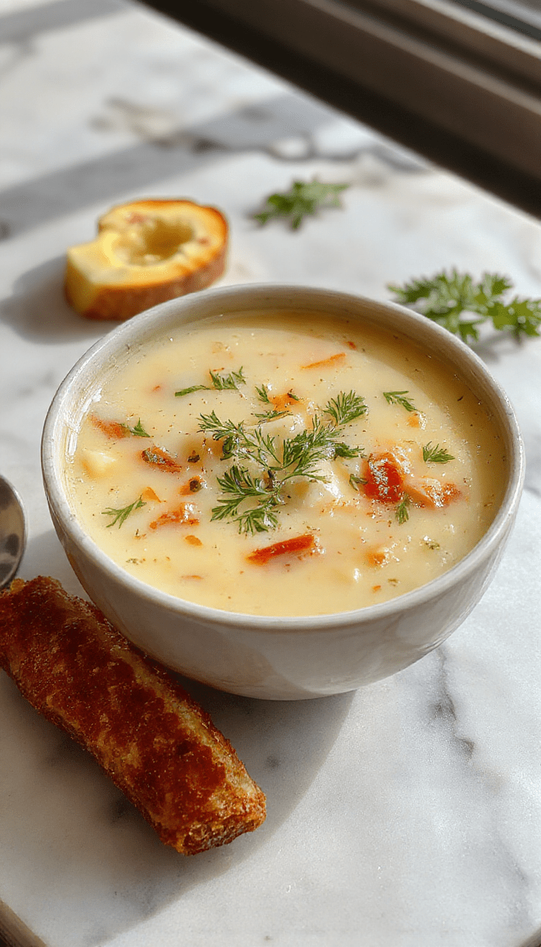 A warm bowl of Italian Penicillin Soup filled with vibrant green herbs, chunks of tender chicken, and colorful vegetables, served on a rustic wooden table with crusty bread on the side, steam rising, highlighting the comforting textures and fresh ingredients.