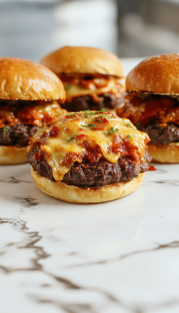 A plate of juicy crack burgers with melted cheese, crispy bacon, and fresh lettuce, served on a rustic wooden board with sides and condiments, vibrant colors, detailed textures of the melted cheese and crispy bacon.
