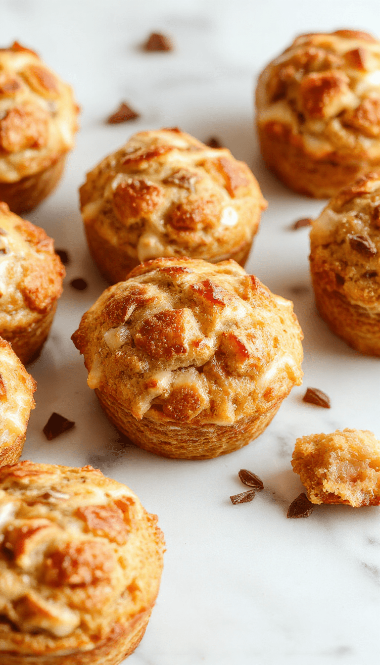 Colorful mini apple pies baked in a golden muffin tin, topped with crispy crumbly streusel, garnished with sliced fresh apples and cinnamon, showcasing warm, flaky pastry textures and inviting presentation.