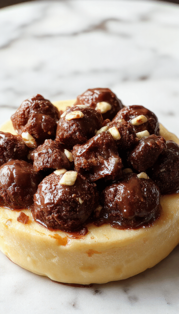 A close-up of a creamy, fluffy no-bake Moose Farts dessert served in a clear glass bowl, topped with colorful sprinkles and chocolate shavings, set on a rustic wooden table with a spoon beside it, vibrant pastel colors highlighting the smooth texture and decorative toppings.