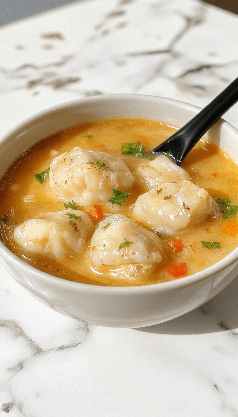 A vibrant bowl of homemade wonton soup featuring golden wontons floating in clear broth, garnished with chopped green onions and cilantro, served on a rustic wooden table with a spoon and chopsticks, emphasizing freshness and warmth.