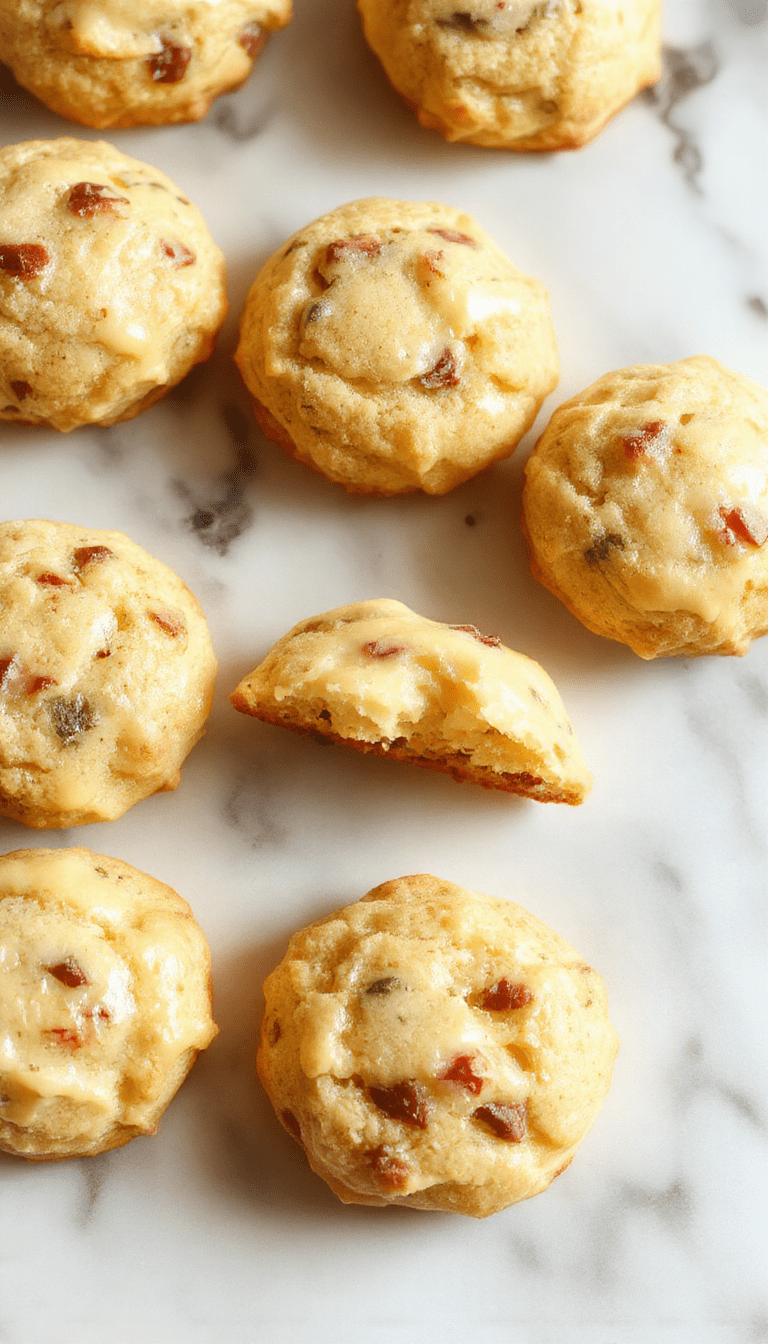 A close-up view of golden-brown German butter cookies arranged on a rustic wooden plate, showcasing their smooth top surfaces and delicate edges. The cookies are sprinkled with a touch of flaky sea salt and have a glossy finish. The background features a soft, warm ambiance with hints of powdered sugar and fresh baking ingredients, styled to evoke a cozy, homemade atmosphere.