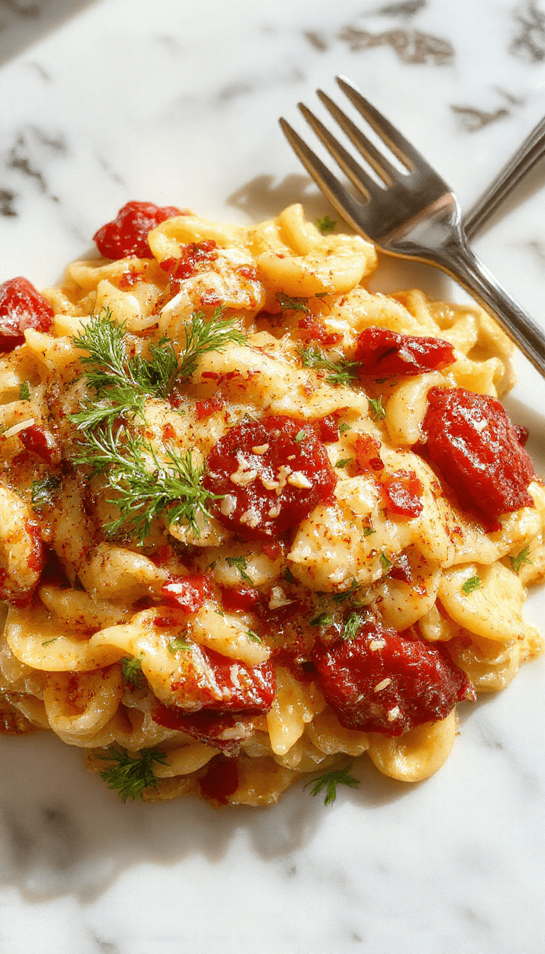 A vibrant plate of creamy orzo pasta garnished with fresh herbs, cherry tomatoes, and grated cheese, presented on a rustic wooden table with a drizzle of olive oil.