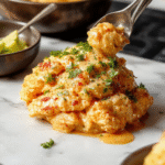 A vibrant bowl of dairy free butter chicken featuring tender pieces of chicken coated in a rich, creamy orange sauce garnished with fresh cilantro and served on a rustic wooden table with naan bread in the background.