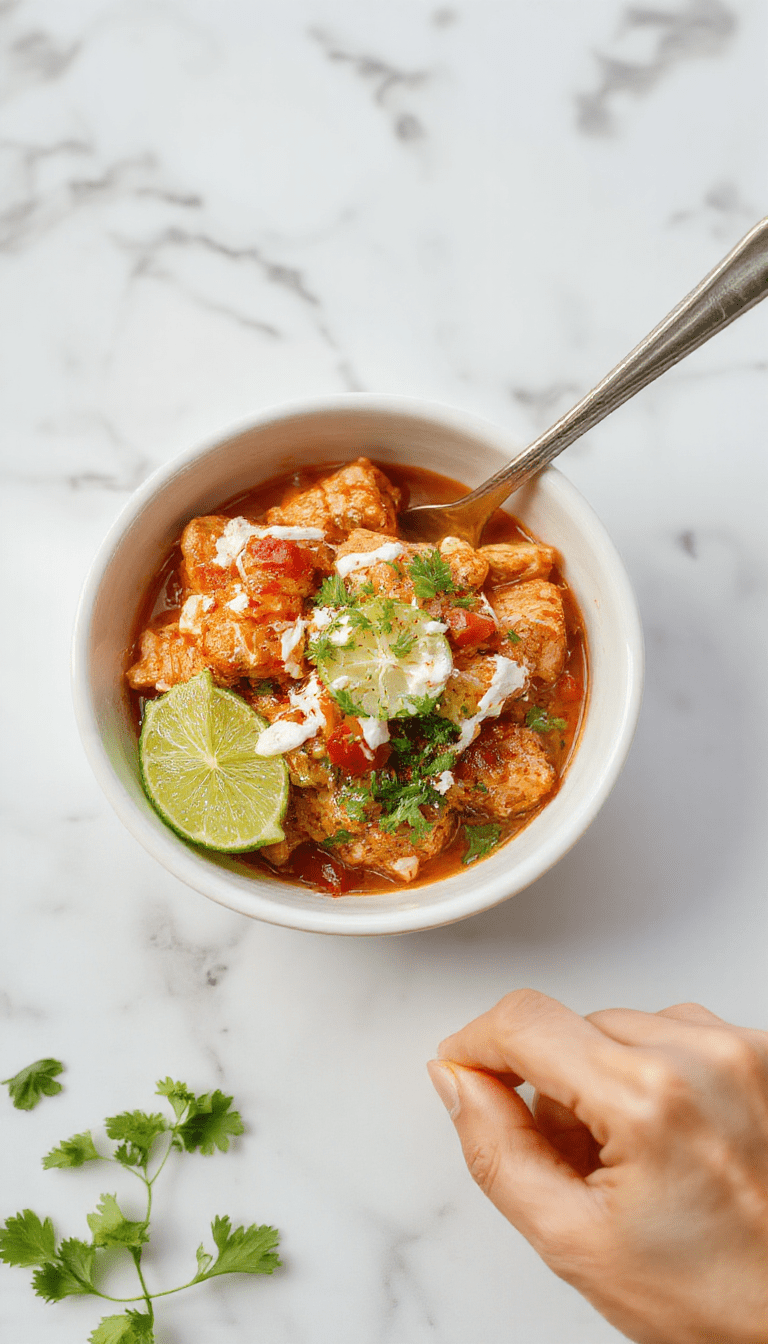Colorful sweet chili chicken bowl featuring tender grilled chicken slices drizzled with vibrant coconut lime sauce, garnished with fresh herbs and lime wedges, served on a white plate with a blurred background of tropical fruits and leafy greens, highlighting the appetizing texture and bright flavors.