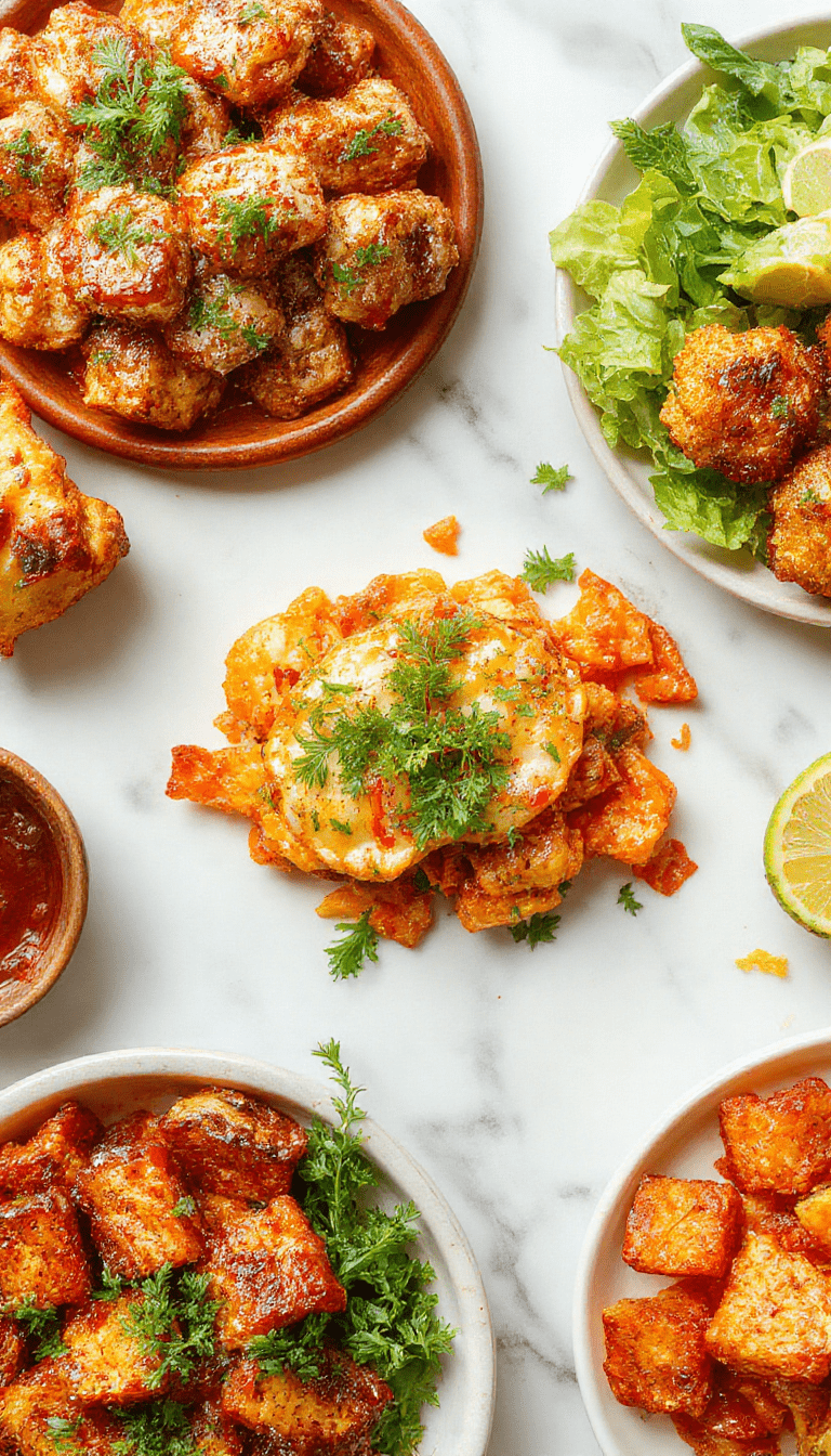 Colorful assortment of plated dinners featuring grilled chicken, stir-fried vegetables, pasta, and salads, all beautifully arranged on a rustic wooden table, highlighting textures and vibrant colors for a fresh, inviting look.