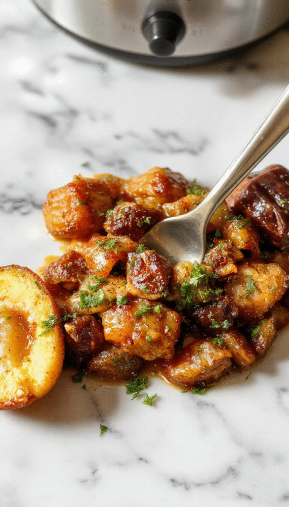 Colorful bowl showcasing a hearty anti-inflammatory crockpot meal with fresh vegetables, tender proteins, and herbs beautifully arranged, steam rising, styled on a rustic wooden table with vibrant greens, reds, and yellows highlighting the nourishing ingredients.