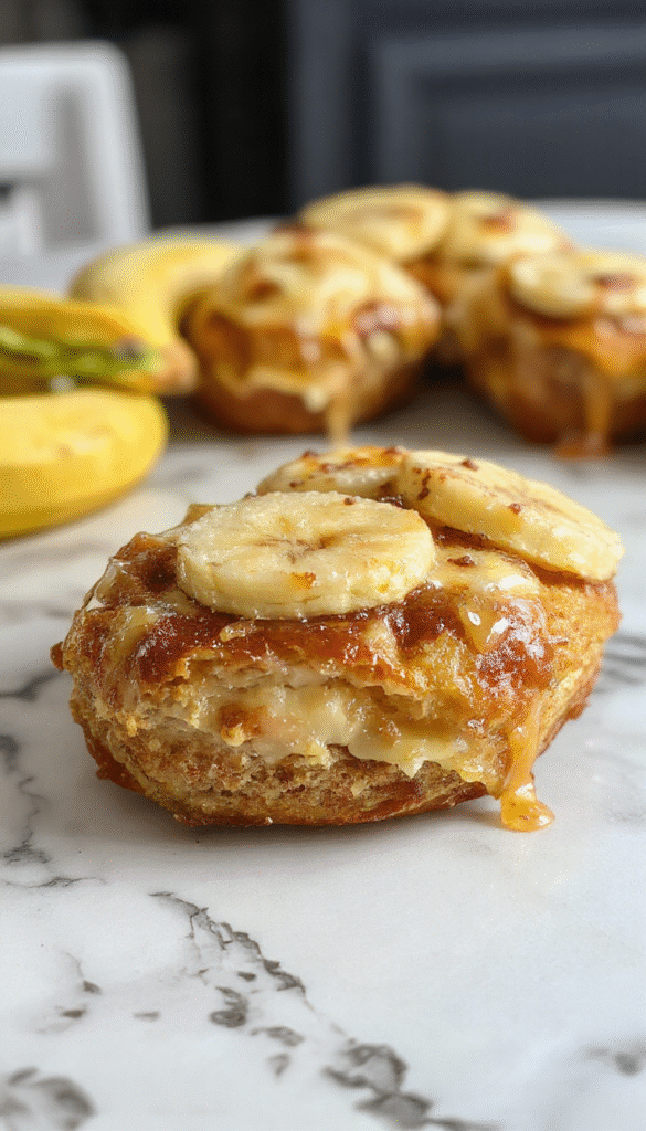 A golden, moist banana bread sliced to reveal a soft crumb, topped with caramelized bananas and a drizzle of honey, presented on a rustic wooden platter with a scattering of chopped nuts and fresh banana slices around, styled with natural lighting highlighting its fluffy texture and rich flavor